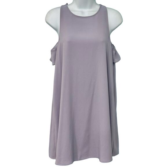 LOFT Lilac Purple Ruffle Racerback Sleeveless Swing Mini Dress size XS Petite - Picture 3 of 10